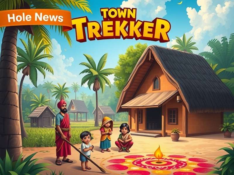 Town Trekker Diwali celebration showing villagers lighting diyas, making rangoli, celebrating together